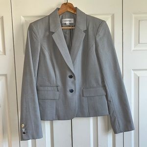 Gray mini plaid Calvin Klein blazer